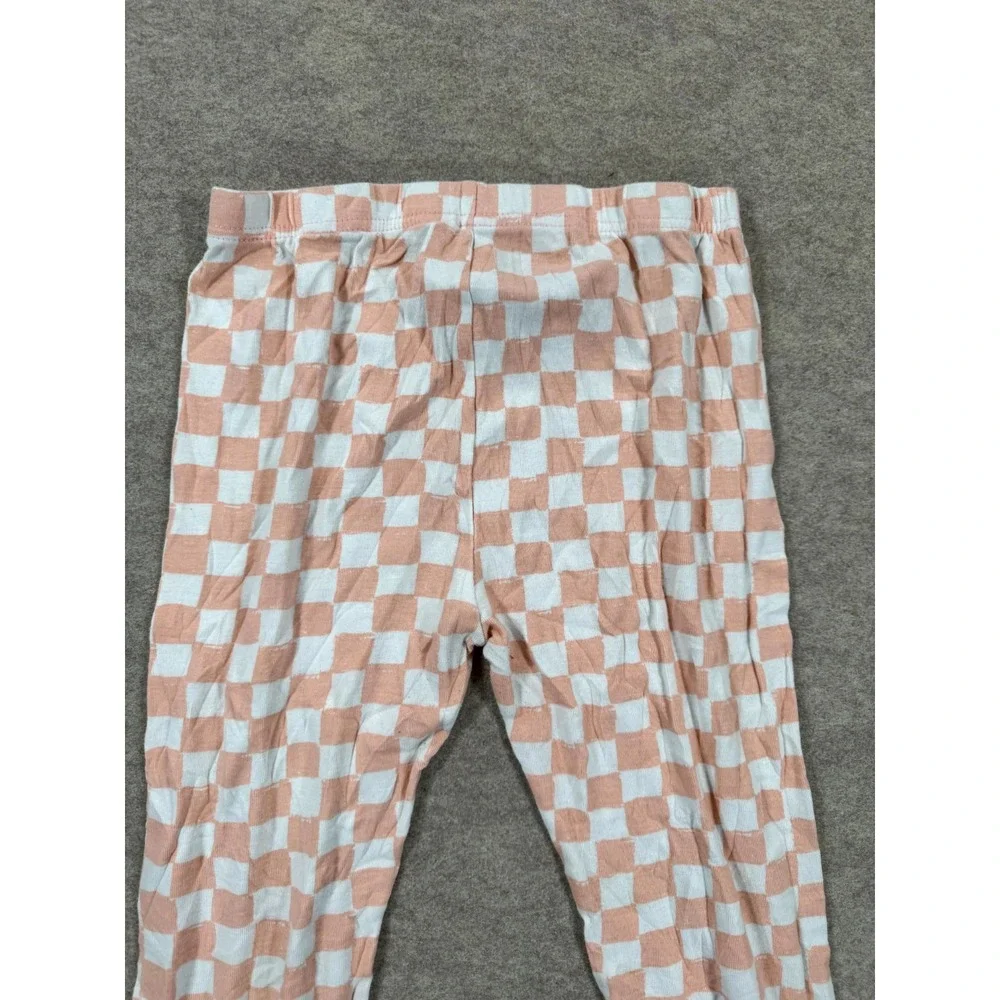 Carter's Pajama Pants Girls 12/12A Peach White Checkered Casual Mid Rise Pull On